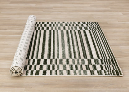 Contemporary Stripes Green Area Rug-7