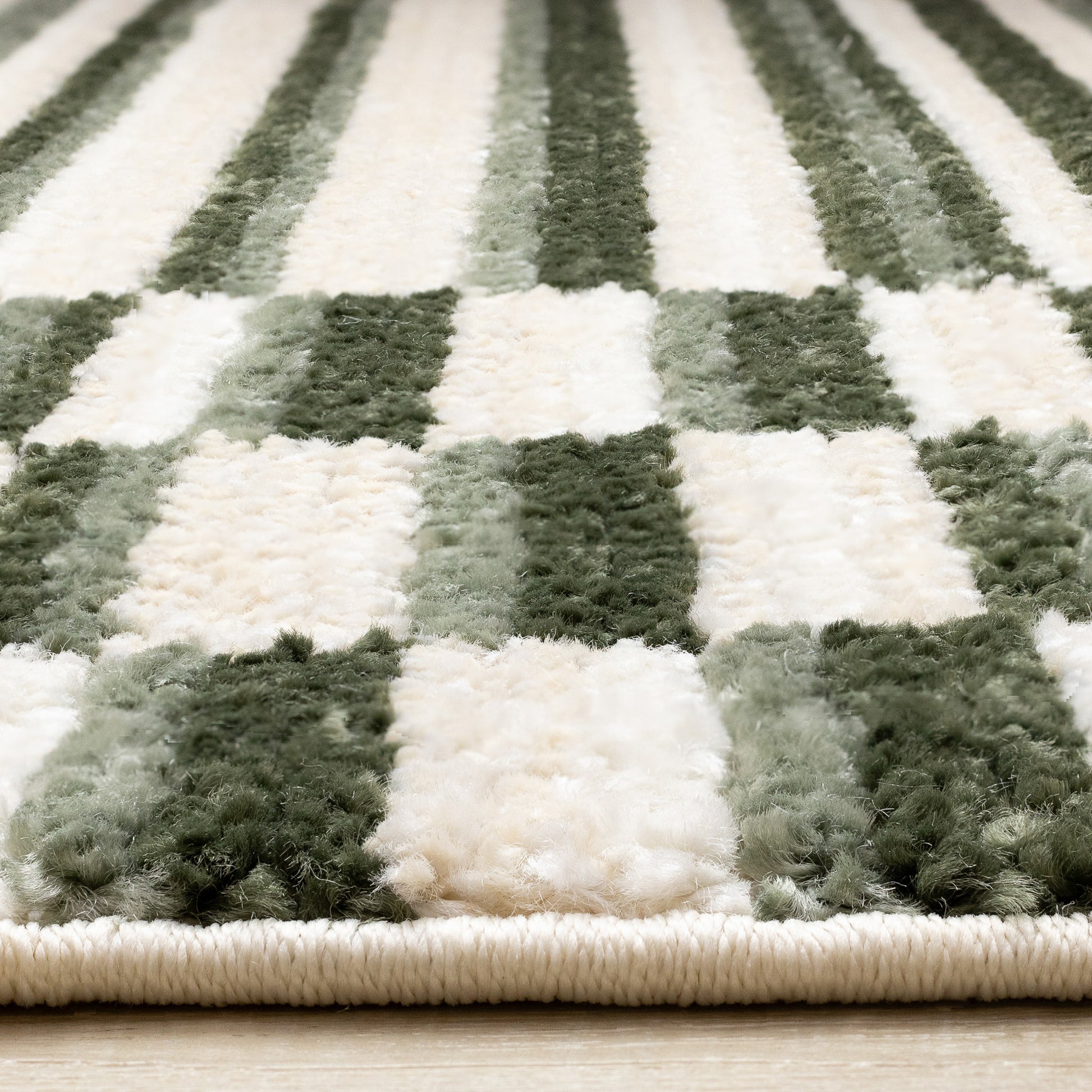 Contemporary Stripes Green Area Rug-9