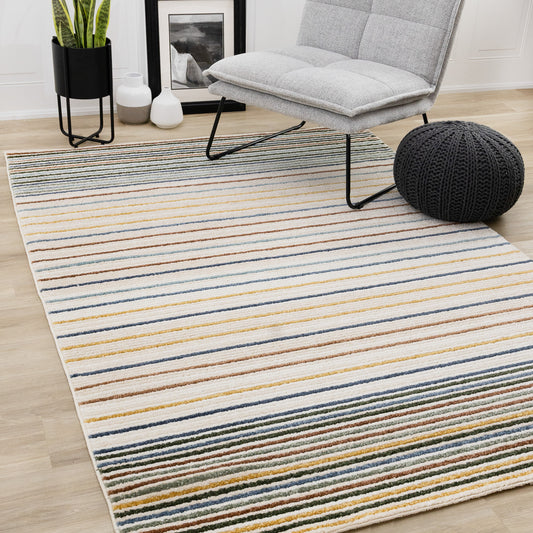 Contemporary Stripes Cream Area Rug