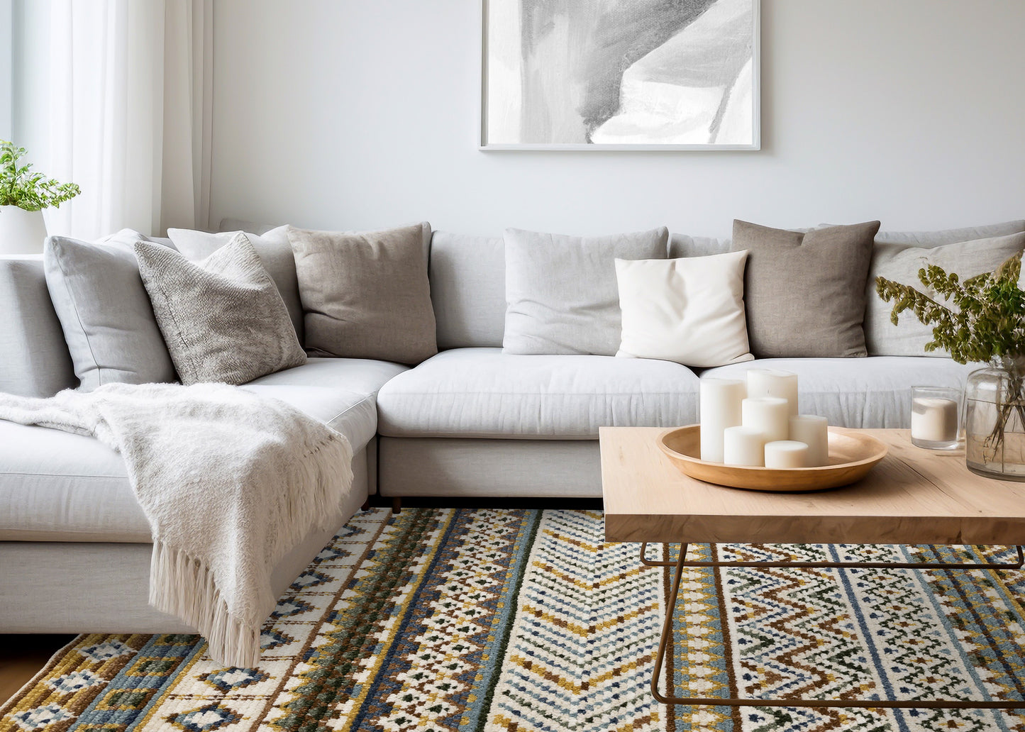 Tribal Southwestern Cream Area Rug