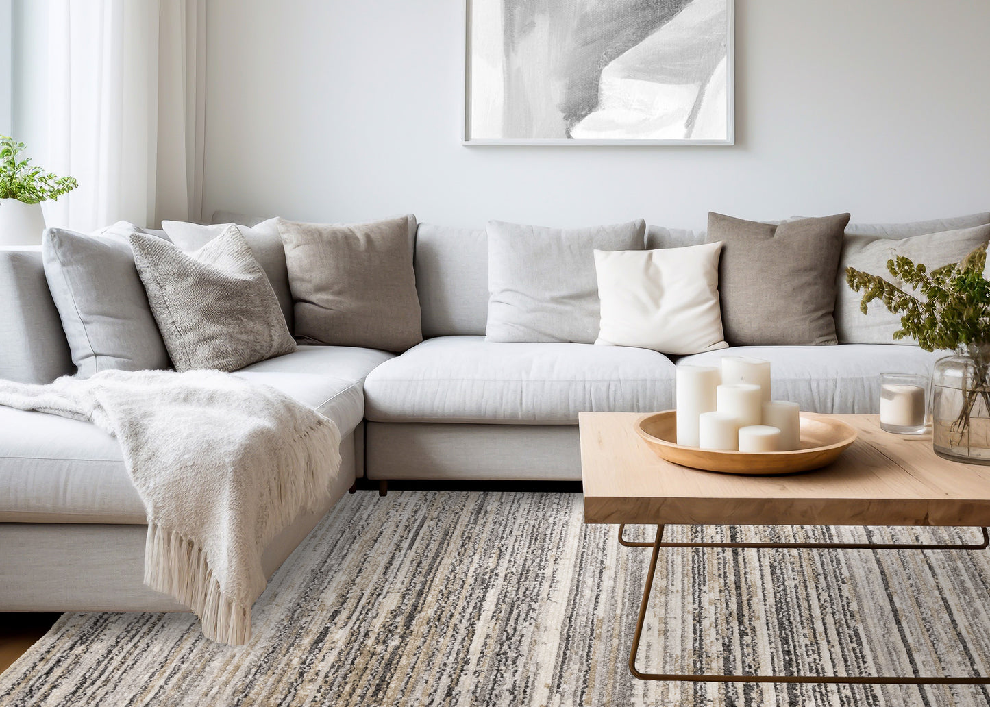 Contemporary Stripes Grey Area Rug