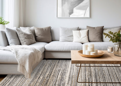 Contemporary Stripes Grey Area Rug