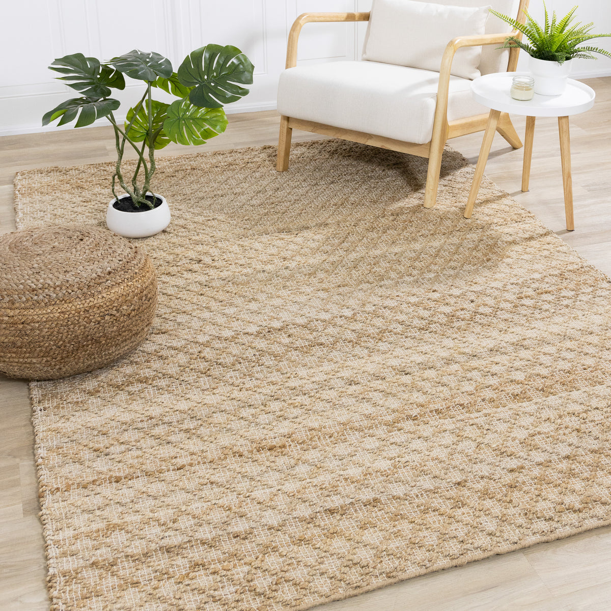Tapis géométrique contemporain beige