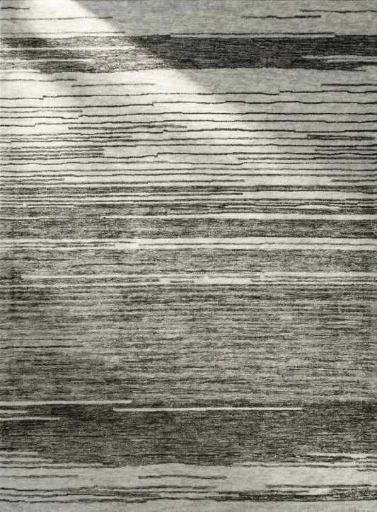 Esker Linear Abstract Contemporary Grey and Black Indoor Rug