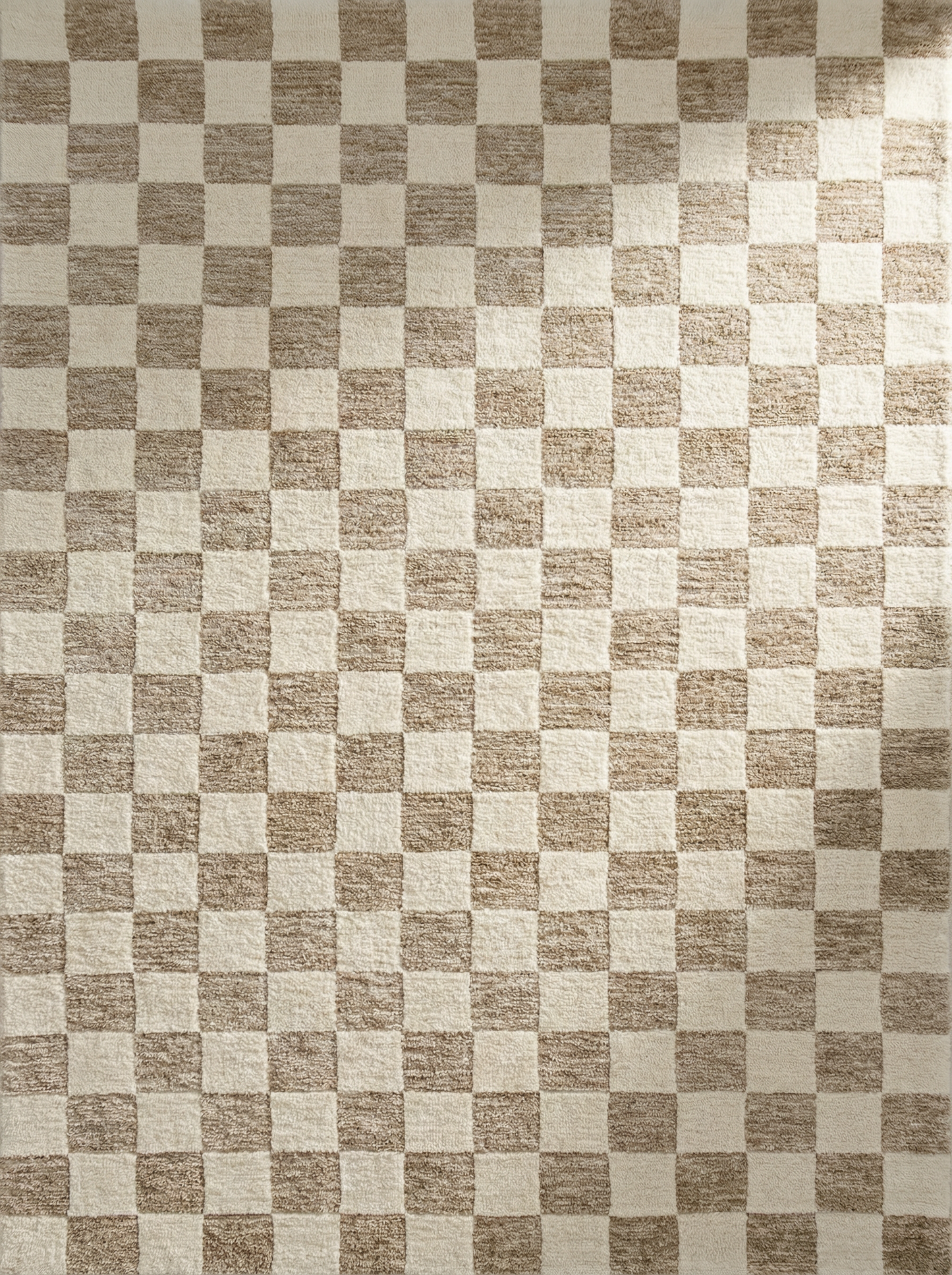 Zenith Checkered Comtemporary Beige and Brown Indoor Rug-1
