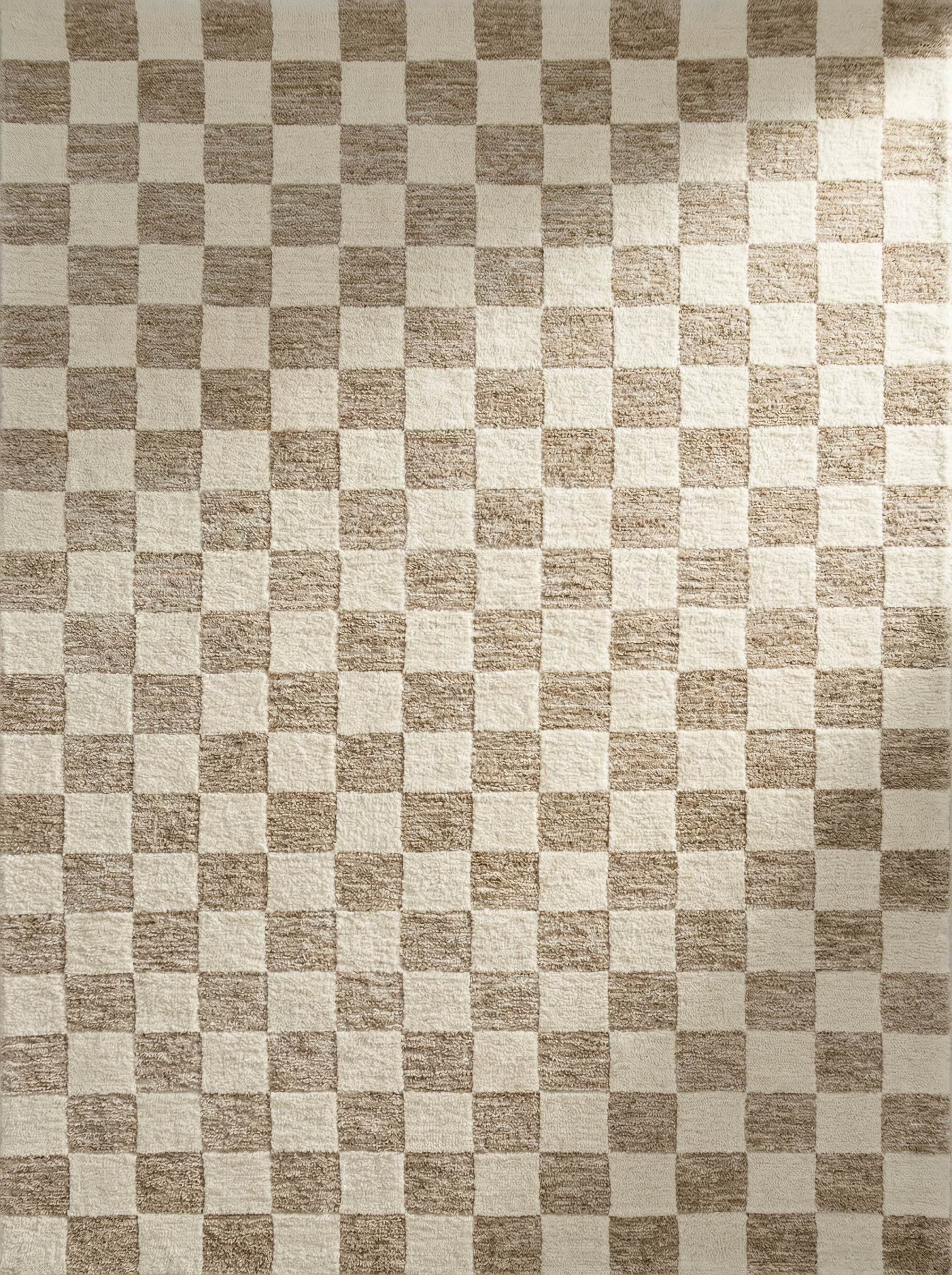 Zenith Checkered Comtemporary Beige and Brown Indoor Rug-1