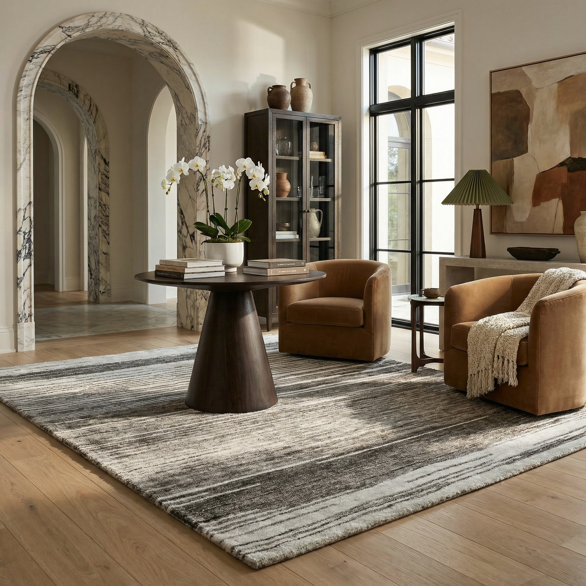 Esker Linear Abstract Contemporary Grey and Black Indoor Rug-4