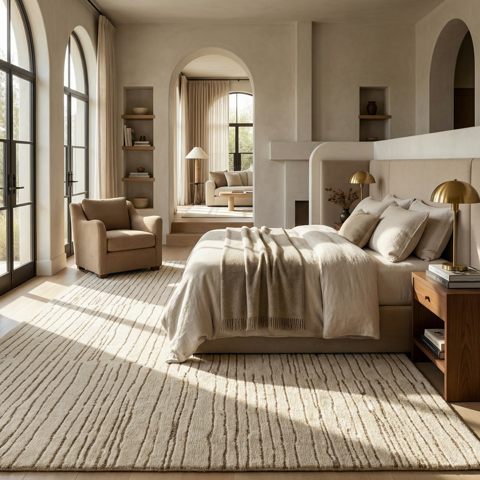 Noma Striped Comtemporary Beige and Grey Indoor Rug-8
