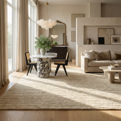 Noma Striped Comtemporary Beige and Grey Indoor Rug-6