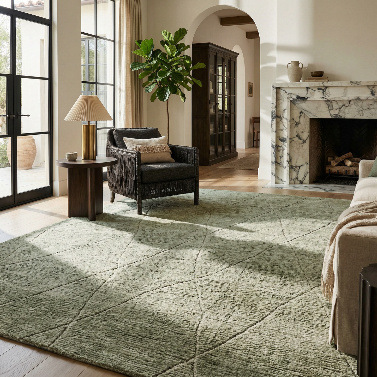 Lino Tonal Solid Comtemporary Olive Green Indoor Rug-5