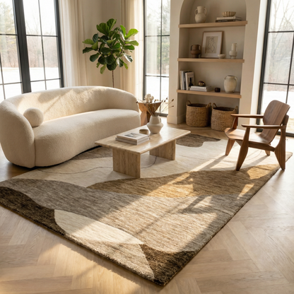 Eira Abstract Contemporary Beige and Brown Indoor Rug-6