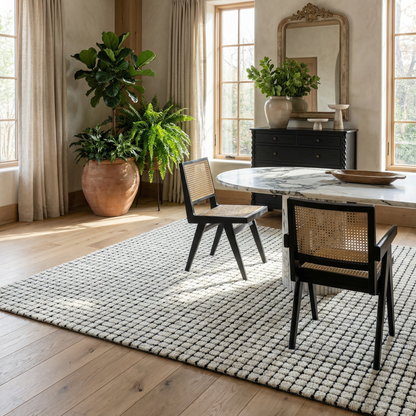 Moru Checkered Contemporary Beige and Black Indoor Rug-5