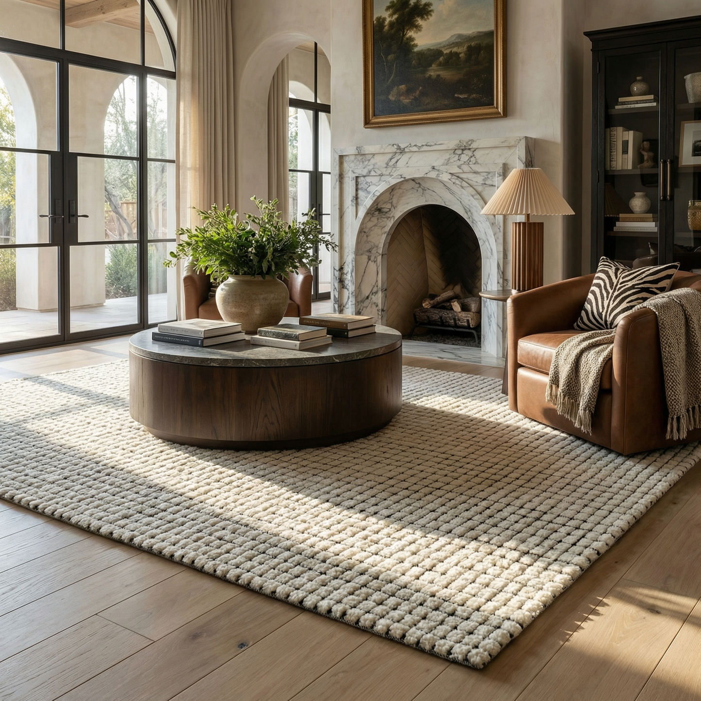 Moru Checkered Contemporary Beige and Black Indoor Rug-9