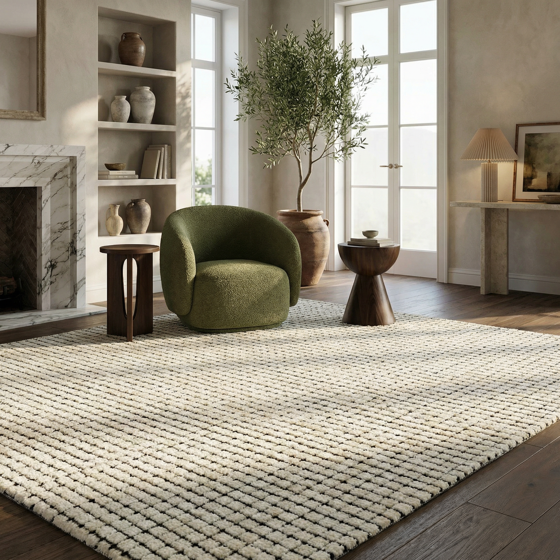 Moru Checkered Contemporary Beige and Black Indoor Rug-6