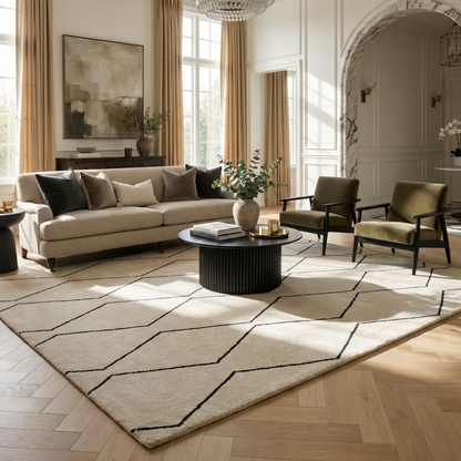 Aegis Trellis Contemporary Beige and Black Indoor Rug-4