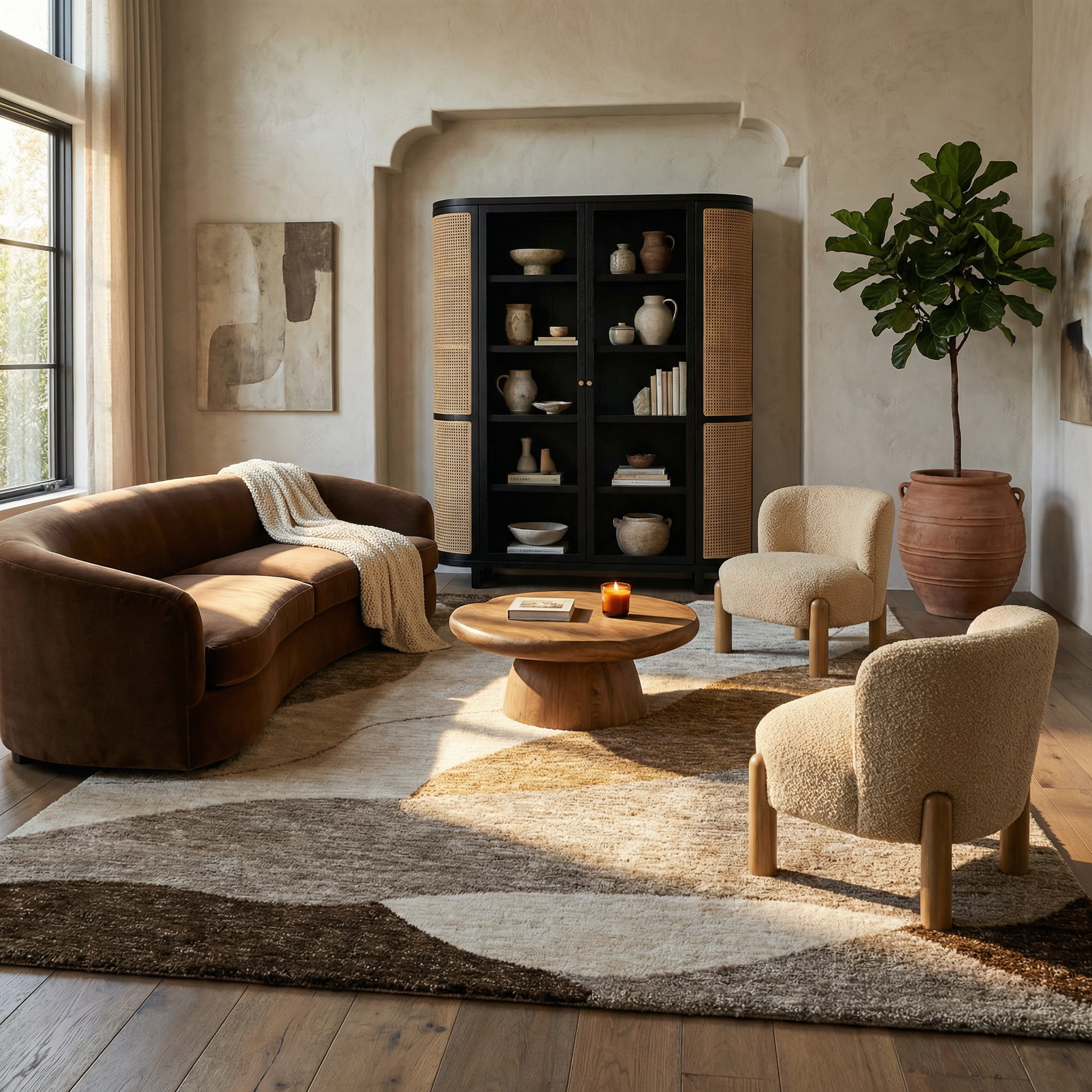 Eira Abstract Contemporary Beige and Brown Indoor Rug-10