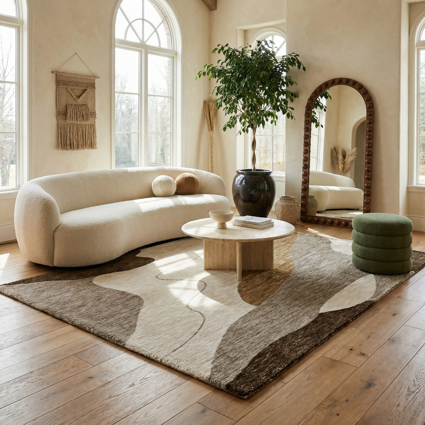 Eira Abstract Contemporary Beige and Brown Indoor Rug-8