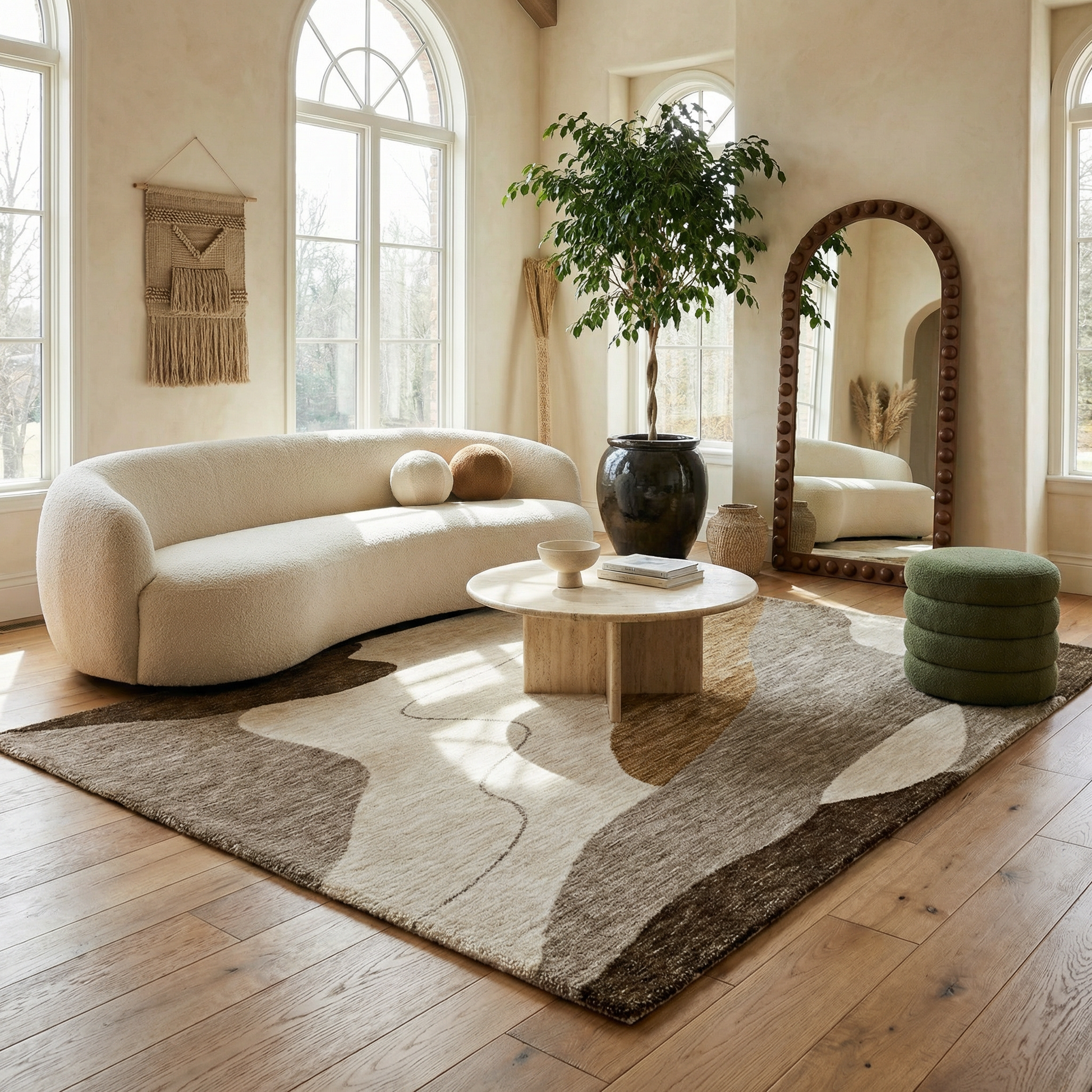 Eira Abstract Contemporary Beige and Brown Indoor Rug-8