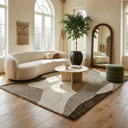 Eira Abstract Contemporary Beige and Brown Indoor Rug-8