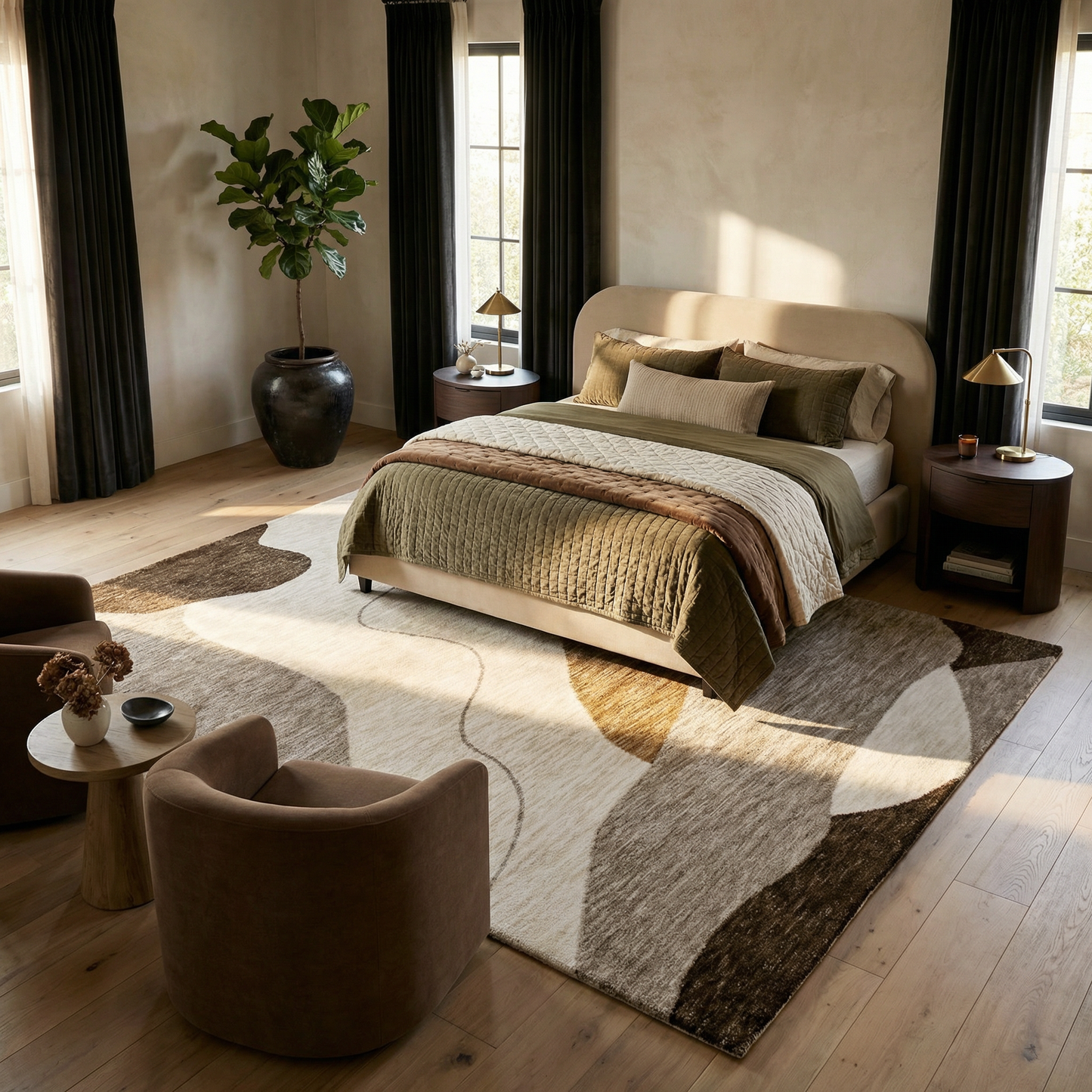 Eira Abstract Contemporary Beige and Brown Indoor Rug-9