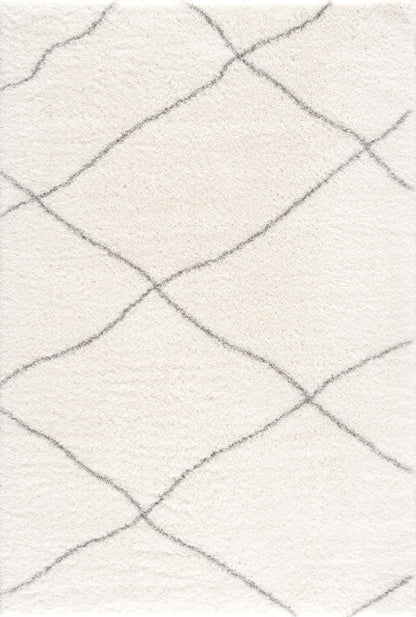 Linea Trellis Contemporary White and Grey Indoor Rug