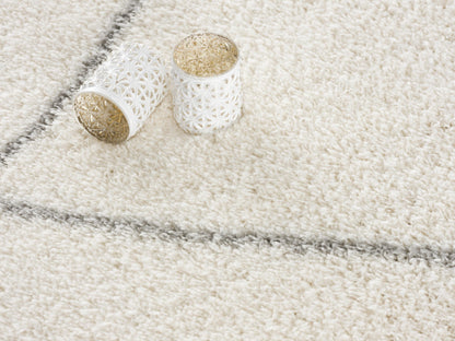 Linea Trellis Contemporary White and Grey Indoor Rug