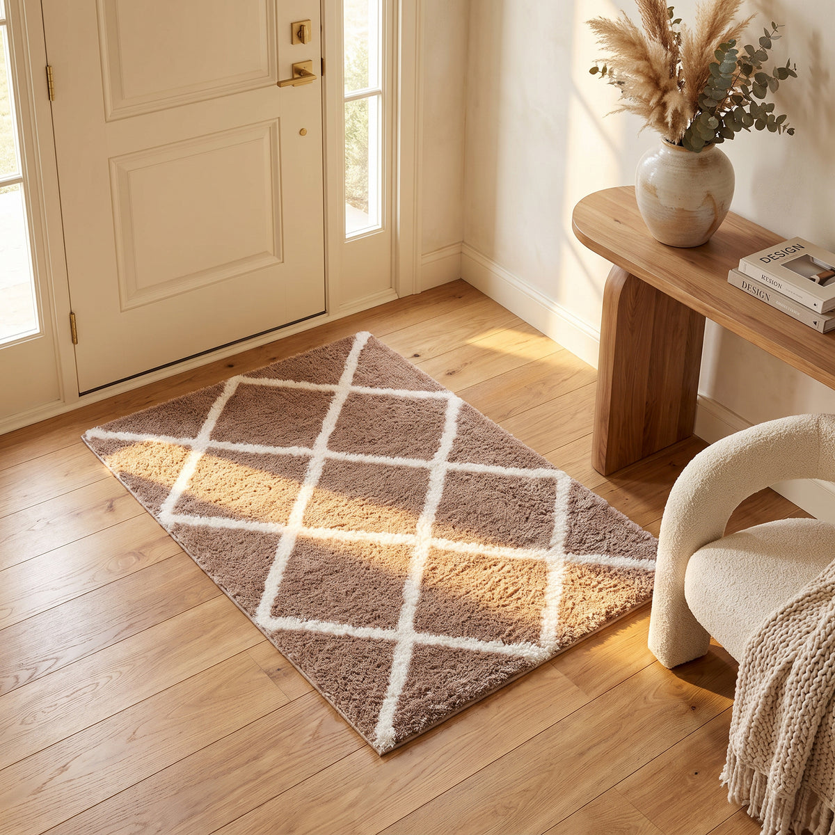 Terra Trellis Contemporary Brown and White Indoor Rug