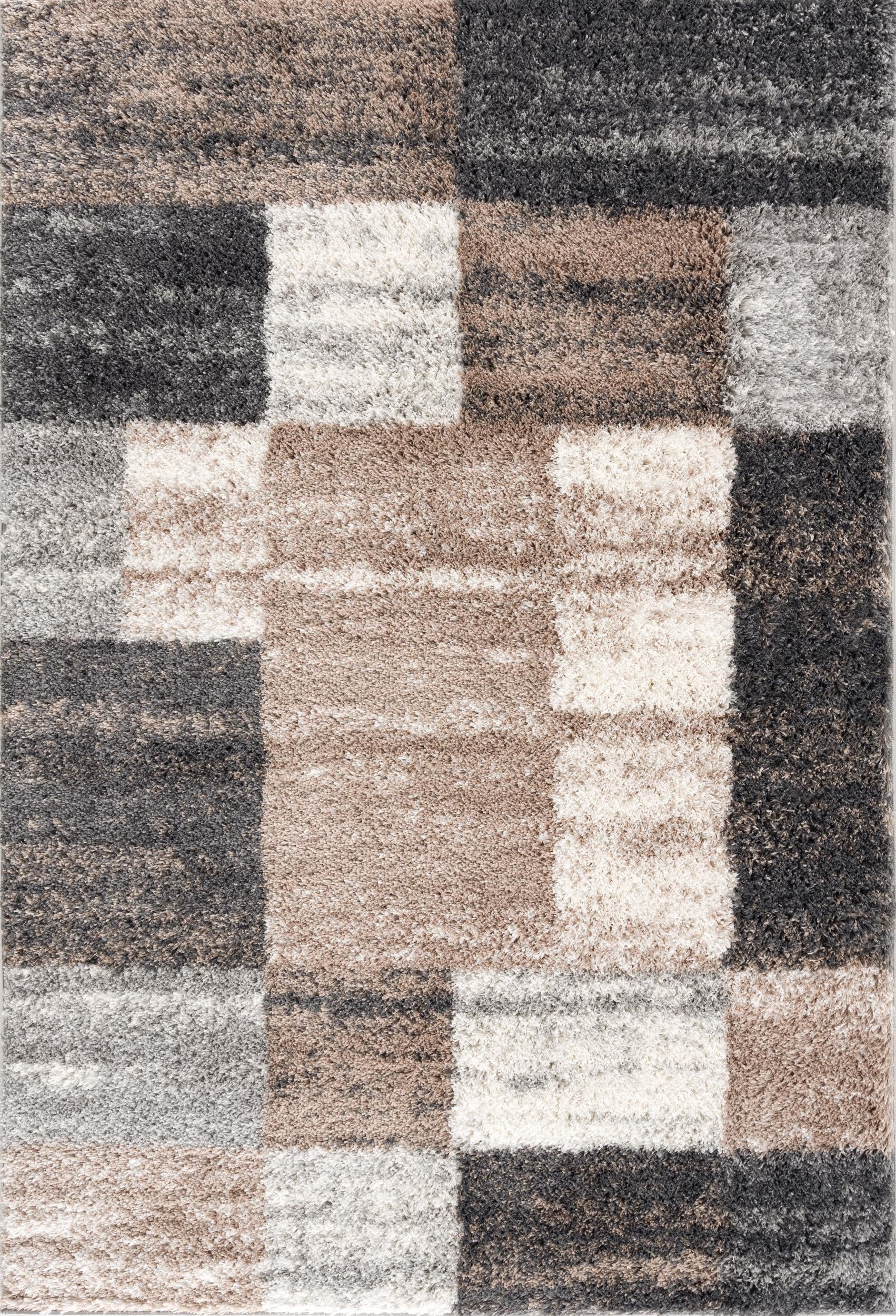Sora Geometric Contemporary Brown and White Indoor Rug-3