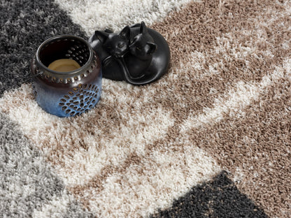 Sora Geometric Contemporary Brown and White Indoor Rug-9