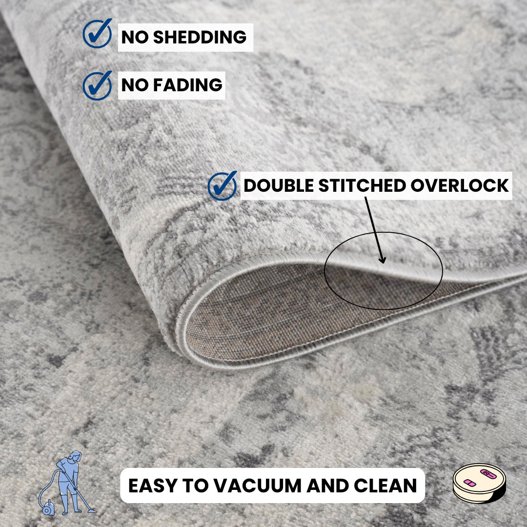 Nazira Damask Contemporary Grey Indoor Rug [AUC]-17