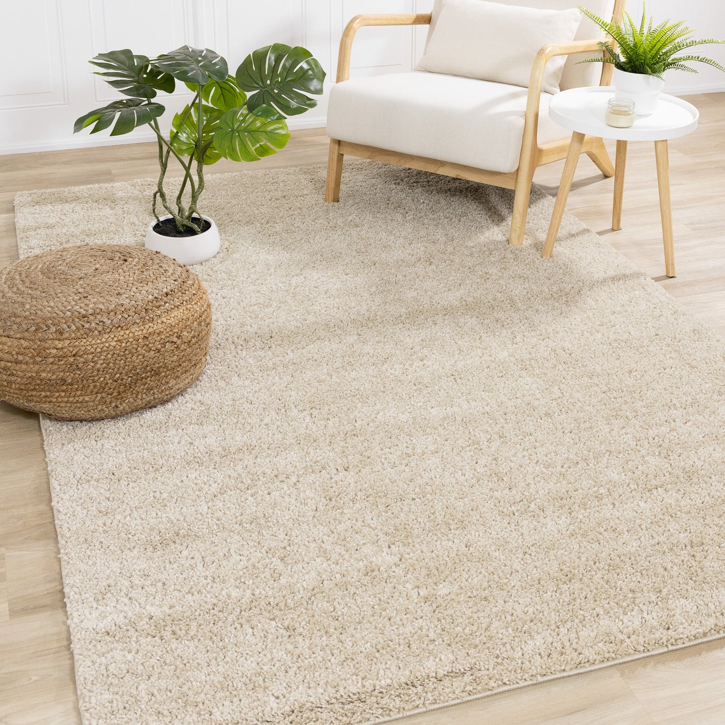 Modern Tonal Solid Beige Area Rug-9