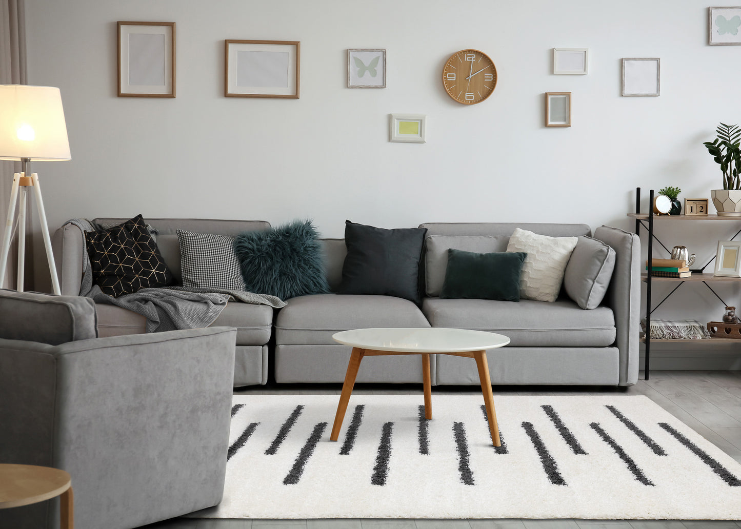 Contemporary Stripes Cream Area Rug-3