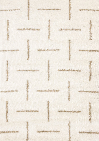 Contemporary Stripes Tonal Solid Cream Area Rug-1