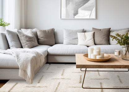 Contemporary Stripes Tonal Solid Cream Area Rug-3