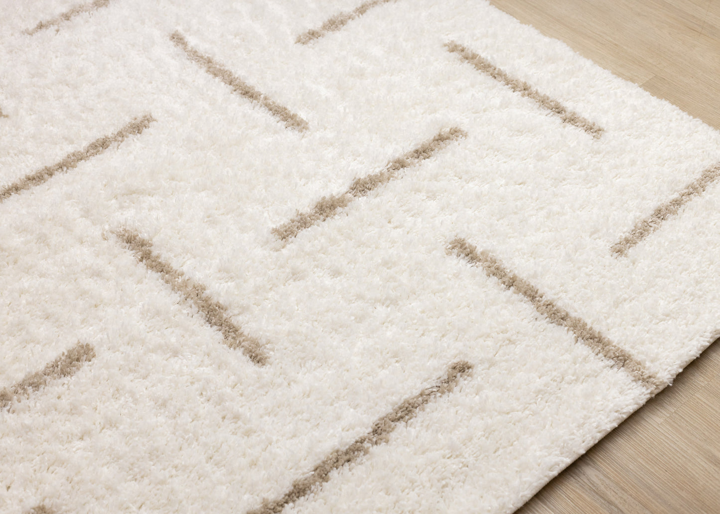 Contemporary Stripes Tonal Solid Cream Area Rug-4