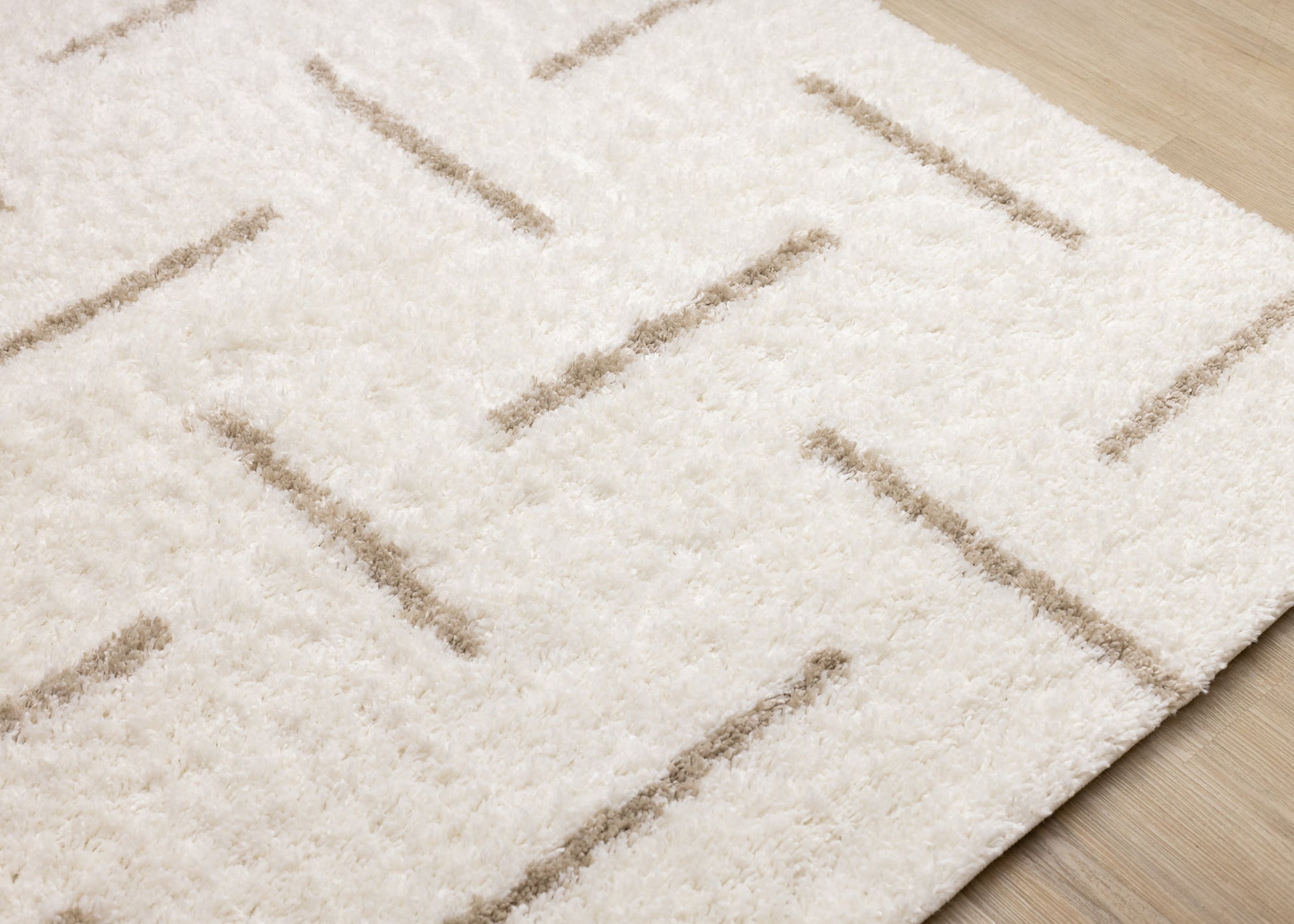 Contemporary Stripes Tonal Solid Cream Area Rug-4