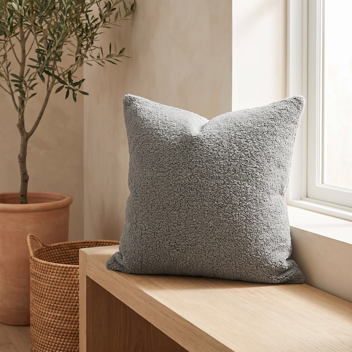 Orla Textured Grey Square Pillow