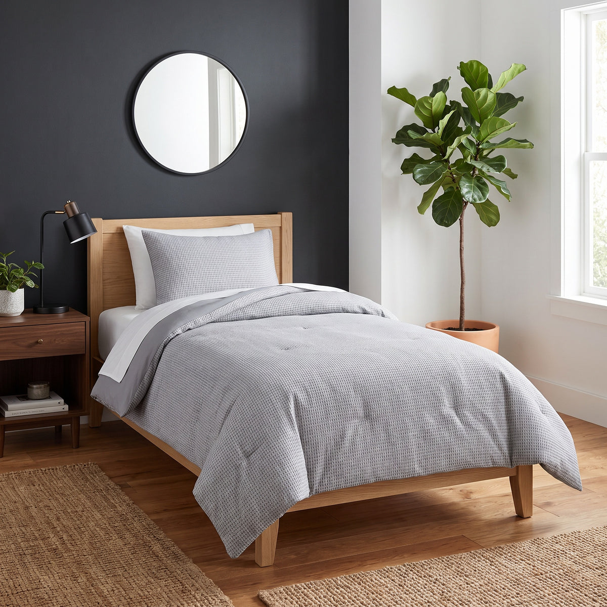 Wrenna Cotton Grey Twin Comforter Set