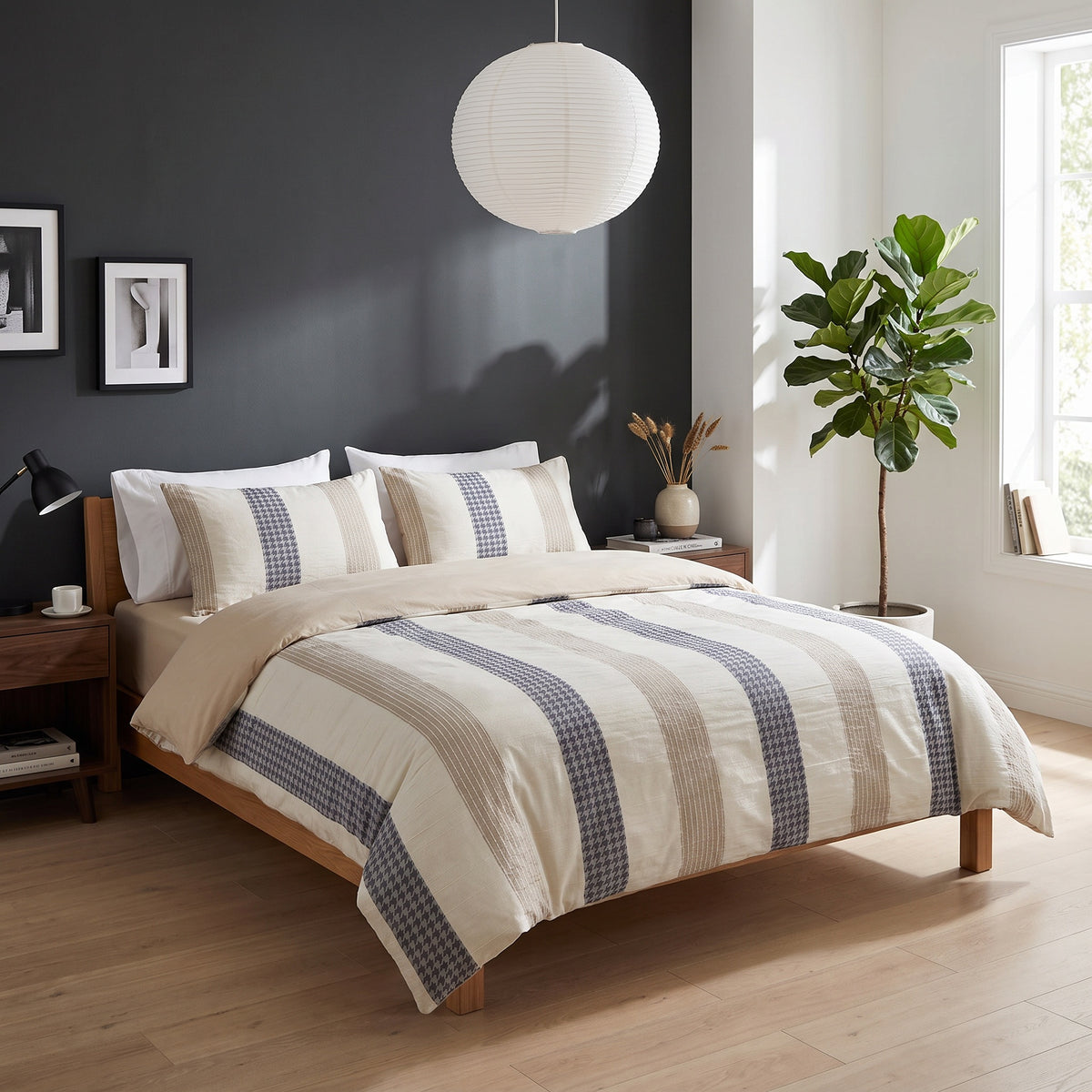 Brae Textured Cotton Beige Duvet Cover Set