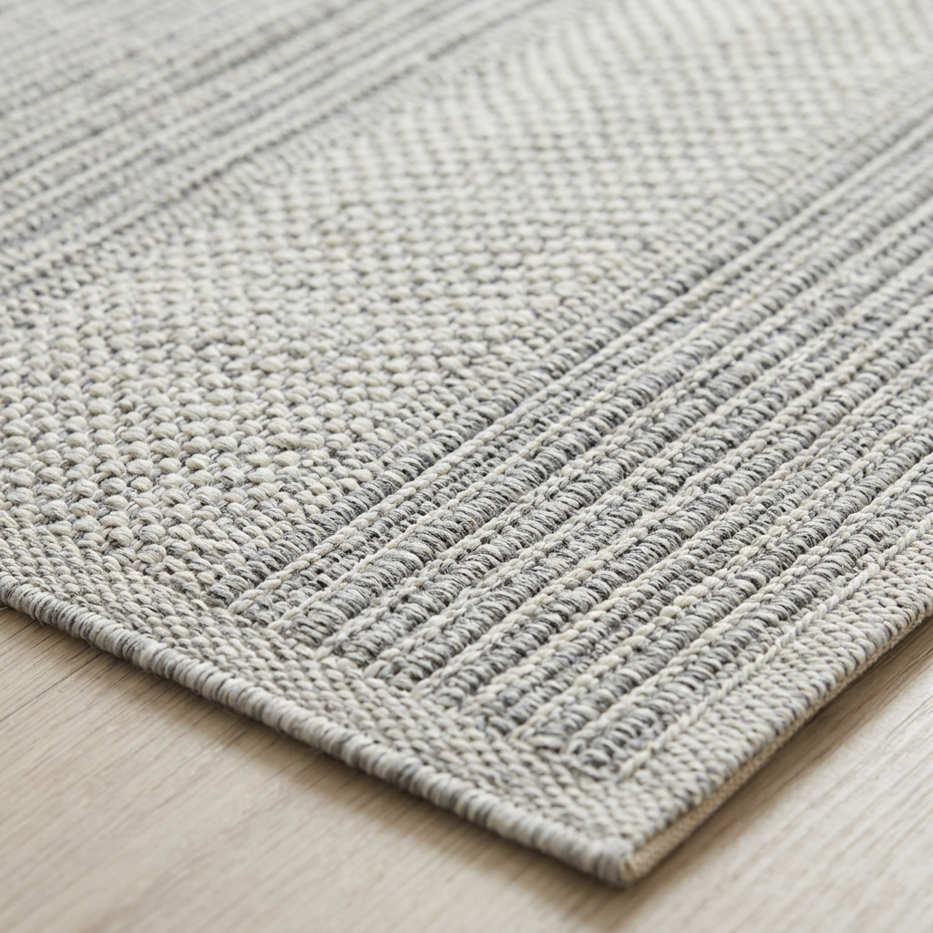 Abstract Modern Grey and Beige Outdoor Rug