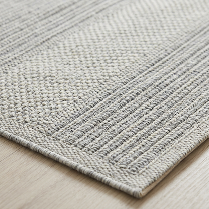 Abstract Modern Grey and Beige Outdoor Rug