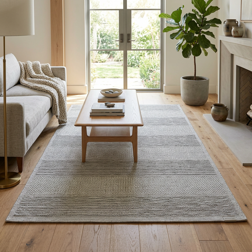 Abstract Modern Grey and Beige Outdoor Rug