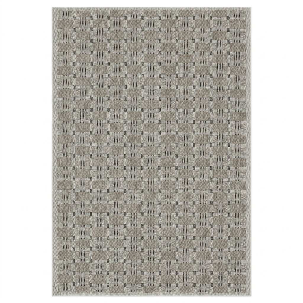 Geometric Modern Grey and Beige Outdoor Rug
