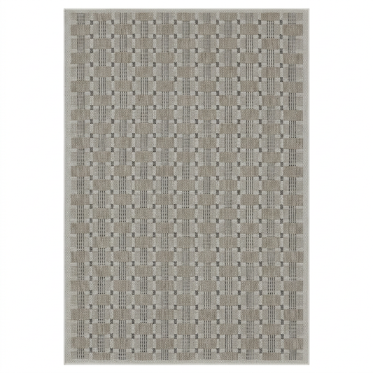 Geometric Modern Grey and Beige Outdoor Rug