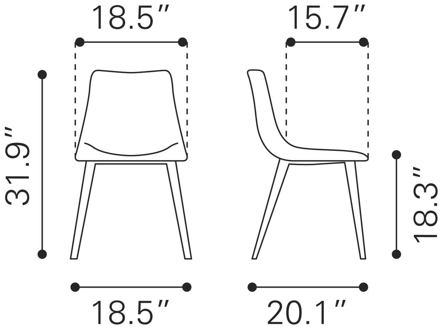 Chaise de salle à manger Daniel (lot de 2) marron vintage