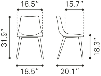 Chaise de salle à manger Daniel (lot de 2) marron vintage