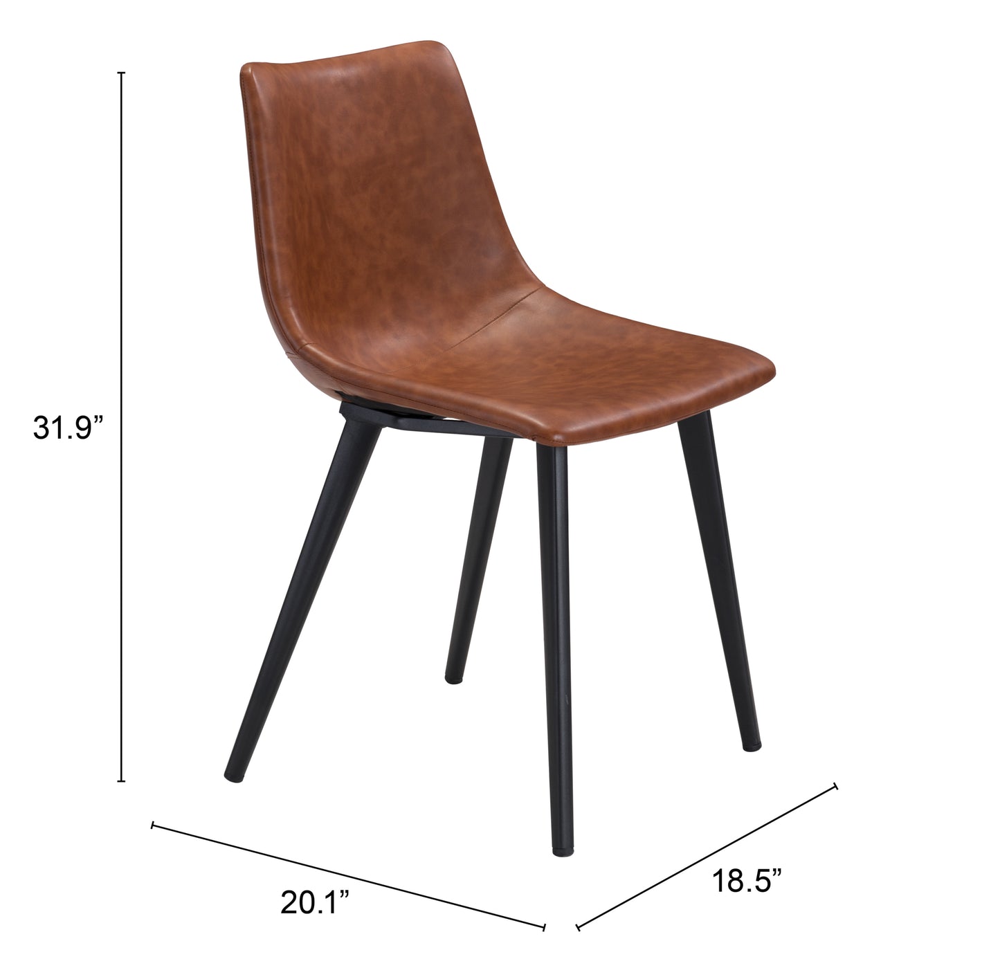 Chaise de salle à manger Daniel (lot de 2) marron vintage