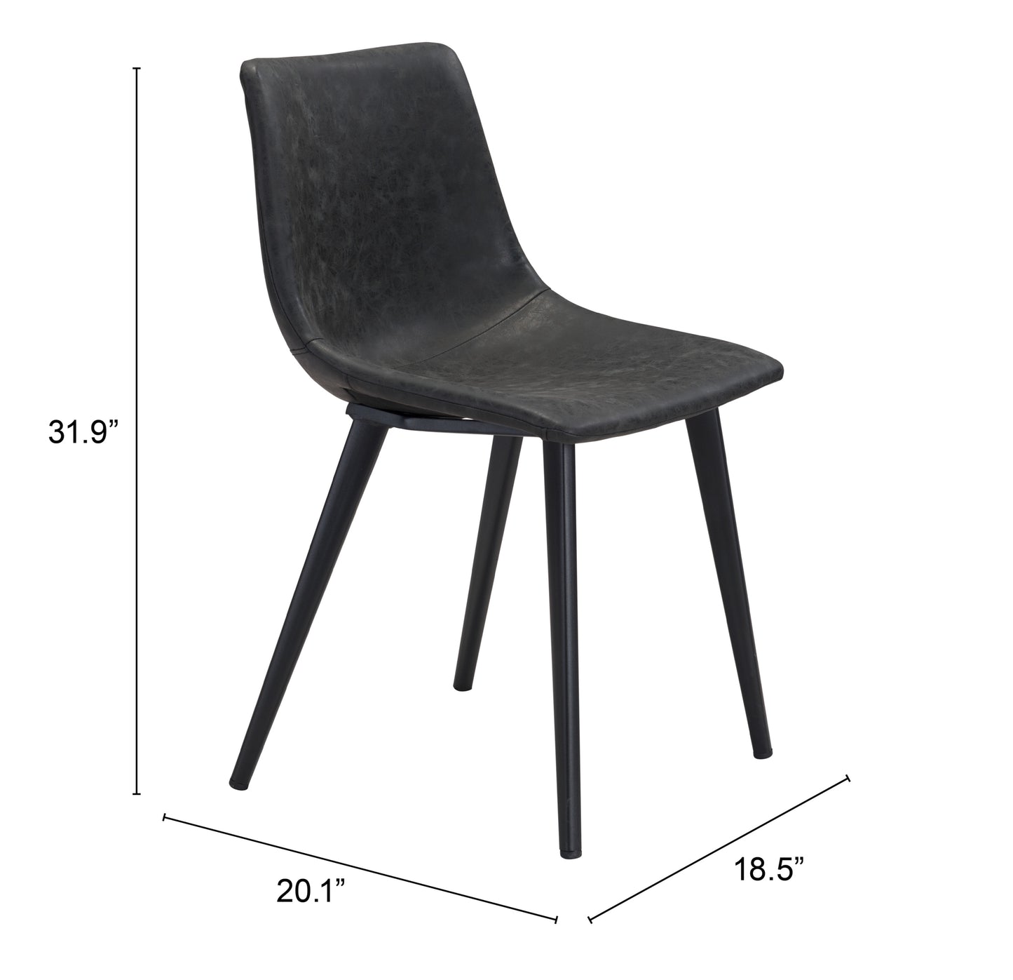 Chaise de salle à manger Daniel (lot de 2) noire vintage