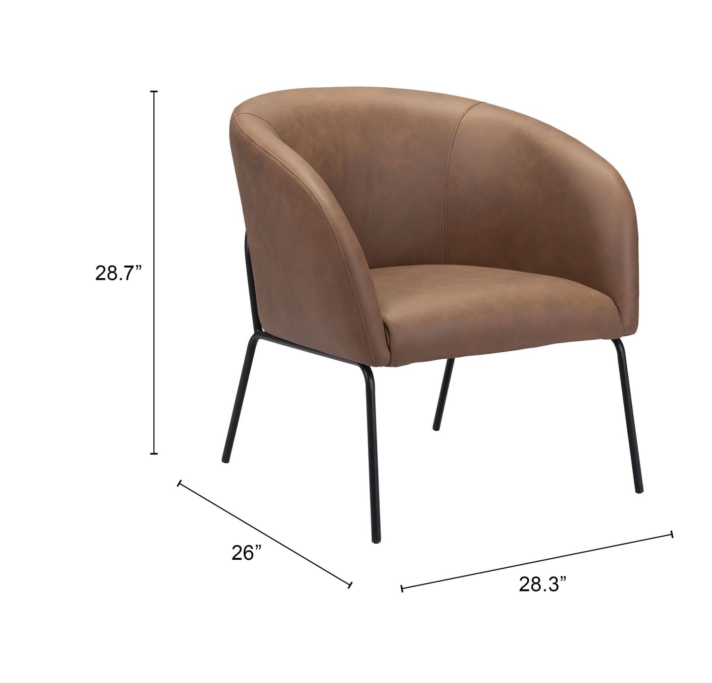 Chaise d'appoint Quinten Brun Vintage
