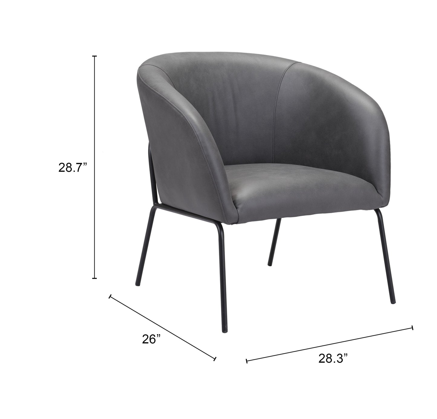 Fauteuil d'appoint Quinten gris vintage
